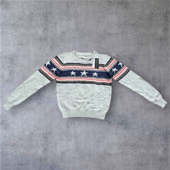 Gray Star Pattern Sweater Chaser Brand Stars & Stripes Heather Gray Sweater - Picture 1 of 10